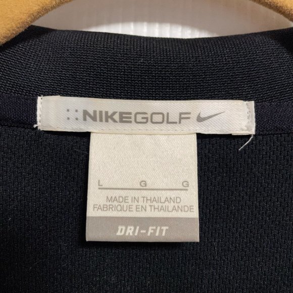 NIKE GOLF Womens Dri-Fit Short Sleeve Polo Shirt Black Sz Large (L) w/ UBS Logo - Picture 3 of 6